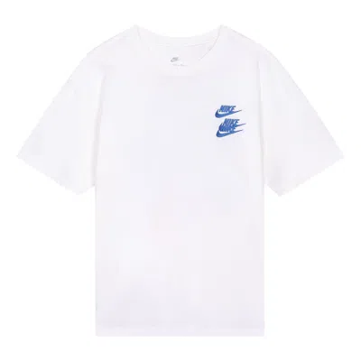 Nike Men's  Sportswear Around The World Subject Embroidered Alphabet Logo Ribbed Round Neck Short Sle In White