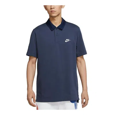 Nike Men's  Sportswear Athleisure Casual Sports Rugby Short Sleeve Lapel Navy Blue Polo Shirt