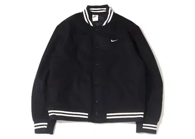 Pre-owned Nike Men's  Sportswear Authentics Varsity Jacket (asia Sizing) In Black/white