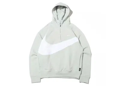 Pre-owned Nike Men's  Sportswear Big Swoosh Half Zip Hoodie (asia Sizing) In Light Silver/white