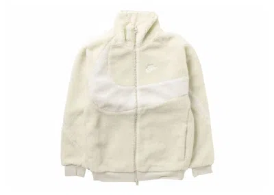 Pre-owned Nike Men's  Sportswear Big Swoosh Reversible Boa Jacket (asia Sizing) In Sea Glass/sail