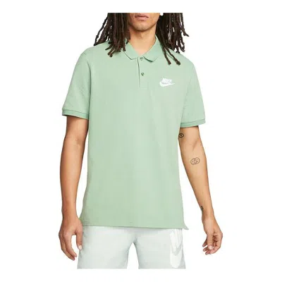 Nike Men's  Sportswear Casual Sports Lapel Logo Solid Color Short Sleeve Polo Shirt Green