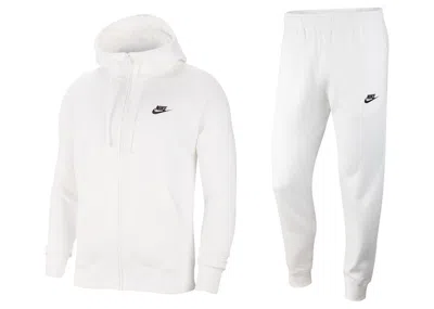 Pre-owned Nike Men's  Sportswear Club Fleece Fullzip Hoodie & Joggers Set In White/black In Multi