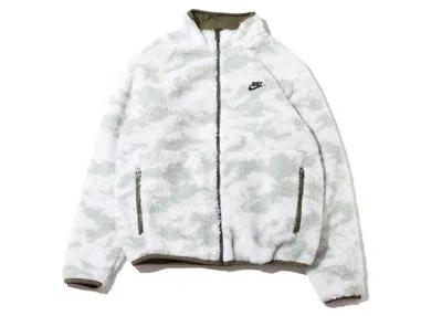 Pre-owned Nike Men's  Sportswear Club Fleece Plus Reversible Winterized Top Jacket In Medium Olive/black In Multi