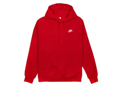 Pre-owned Nike Men's  Sportswear Club Fleece Pullover Hoodie In Red/white In Multi
