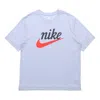 Nike Men's  Sportswear Heritage Alphabet Logo Printing Short Sleeve Blue T-shirt In White