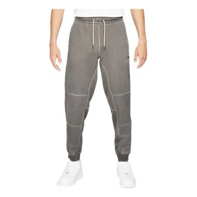 Nike Men's  Sportswear Logo Embroidered Knit Loose Casual Long Pants/trousers Gray