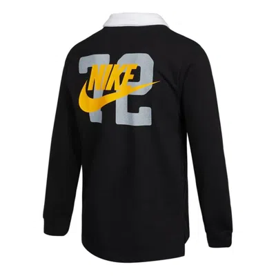 Nike Men's  Sportswear Rugby Sports Printing Knit Long Sleeves Autumn Black Polo Shirt