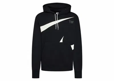 Pre-owned Nike Men's  Sportswear Semibrushed Swoosh Hoodie In Black/white In Multi