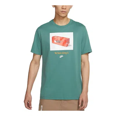 Nike Men's  Sportswear Shoes Box Printing Sports Short Sleeve Malachite Green T-shirt