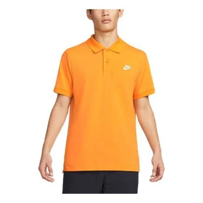 Nike Men's  Sportswear Solid Color Lapel Short Sleeve Orange Yellow Polo Shirt