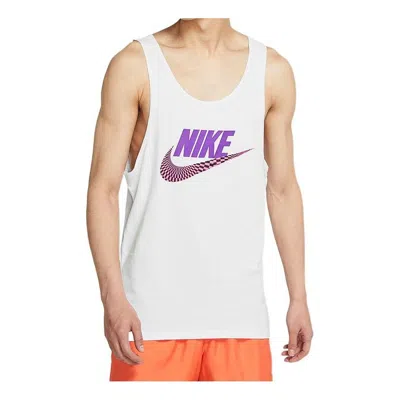 Nike Men's  Sportswear Sports Printing Alphabet Basketball Jersey/vest White