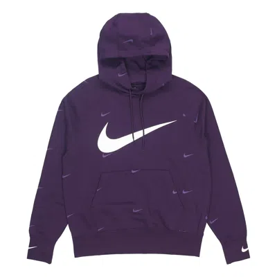 Nike Men's  Sportswear Swoosh Athleisure Casual Sports Printing Logo Purple Pullover