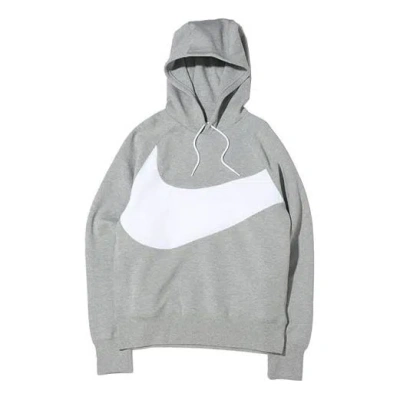 NIKE MEN'S NIKE SPORTSWEAR SWOOSH TECH FLEECE CONTRASTING COLORS LARGE LOGO PRINTING SPORTS GRAY