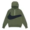 Nike Men's  Sportswear Swoosh Tech Fleece Contrasting Colors Large Logo Printing Sports Military Gree In Green