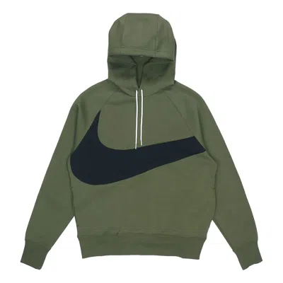 Nike Men's  Sportswear Swoosh Tech Fleece Contrasting Colors Large Logo Printing Sports Military Gree In Green