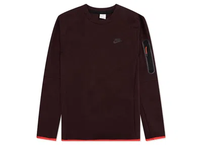 Pre-owned Nike Men's  Sportswear Tech Fleece Crew In Brown Basalt/black