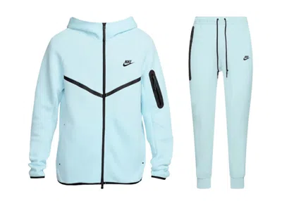 Pre-owned Nike Men's  Sportswear Tech Fleece Full Zip Hoodie & Jogger Set In Glacier Blue