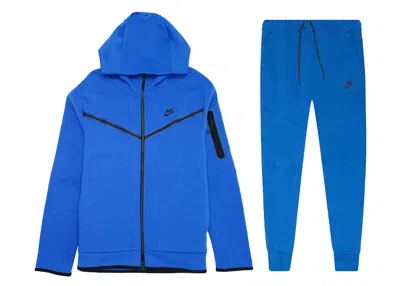 Pre-owned Nike Men's  Sportswear Tech Fleece Full Zip Hoodie & Joggers Set In Game Royal/black In Multi