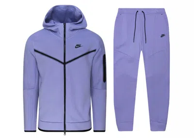 Pre-owned Nike Men's  Sportswear Tech Fleece Full Zip Hoodie & Joggers Set In Light Thistle/black In Multi