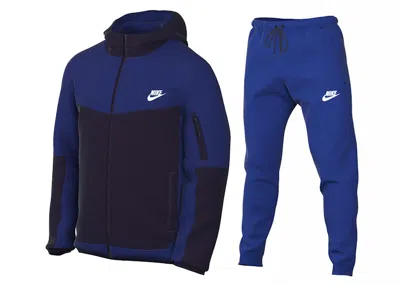 Pre-owned Nike Men's  Sportswear Tech Fleece Full Zip Hoodie & Joggers Set In Old Royal/charcoal Grey/deep Roya In Multi