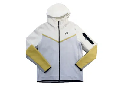 Pre-owned Nike Men's  Sportswear Tech Fleece Full Zip Hoodie In White/yellow/baby Blue In Multi