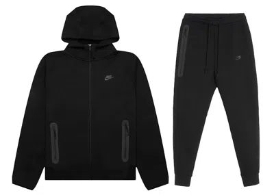 Pre-owned Nike Men's  Sportswear Tech Fleece Fullzip Hoodie & Joggers Set In Black