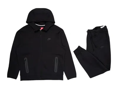 Pre-owned Nike Men's  Sportswear Tech Fleece Fullzip Hoodie & Joggers Set In Black