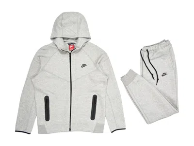 Pre-owned Nike Men's  Sportswear Tech Fleece Fullzip Hoodie & Joggers Set In Dark Heather Grey/black