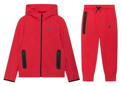 Pre-owned Nike Men's  Sportswear Tech Fleece Fullzip Hoodie & Joggers Set In Light University Red Heather/black