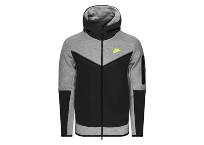 Pre-owned Nike Men's  Sportswear Tech Fleece Fullzip Hoodie In Dark Grey Heather/anthracite/volt