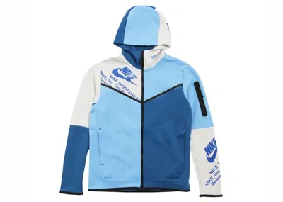 Pre-owned Nike Men's  Sportswear Tech Fleece Graphic Fullzip Hoodie In Dark Marine/blue/white