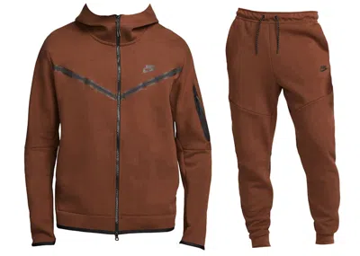 Pre-owned Nike Men's  Sportswear Tech Fleece Hoodie & Joggers Set In Cacao Wow/black