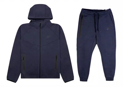 Pre-owned Nike Men's  Sportswear Tech Fleece Windrunner Full Zip Hoodie & Joggers Set In Obsidian Heather/black