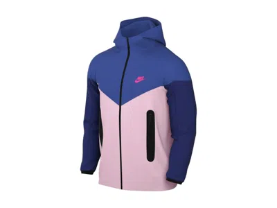 Pre-owned Nike Men's  Sportswear Tech Fleece Windrunner Full Zip Hoodie In Game Royal/pink Foam/hyper Pink