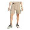 Nike Men's  Sportswear Tech Pack Solid Color Logo Embroidered Side Elastic Waistband Shorts Khaki In Brown
