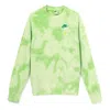 Nike Men's  Sportswear Tie Dye Daisy Embroidered Round Neck Bright Green