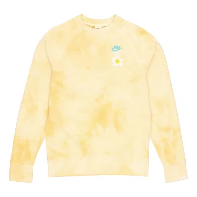 Nike Men's  Sportswear Tie Dye Embroidered Daisy Round Neck Gold In Multi