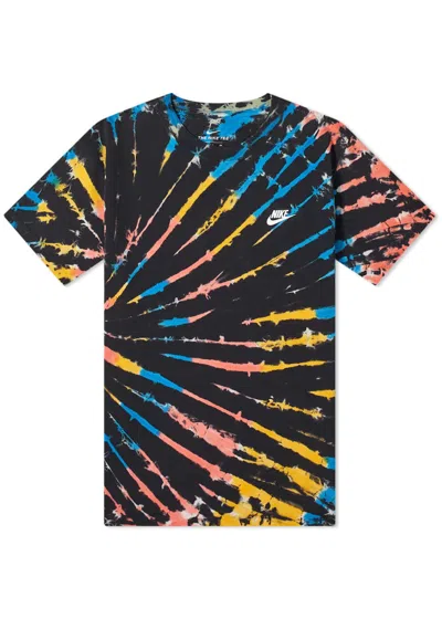 Pre-owned Nike Men's  Sportswear Tie Dye T-shirt In Black Bright Crimson White In Multi