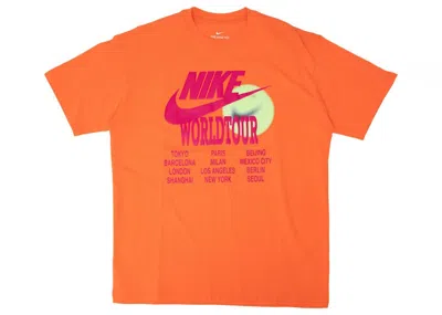 Pre-owned Nike Men's  Sportswear World Tour Tee Shirt In Turf Orange