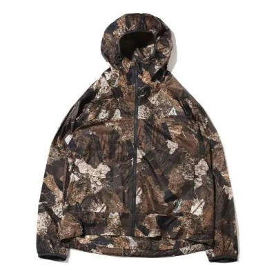 Nike Men's  Ss22 Acg Rock Full Print Casual Hooded Jacket Rock Gray In Brown
