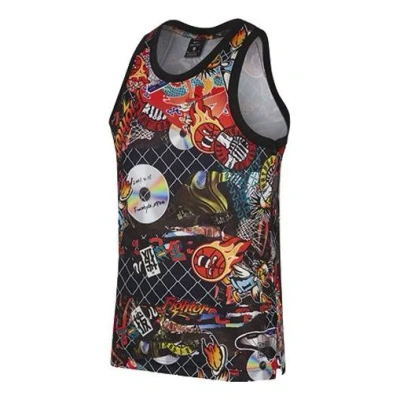 Nike Men's  Street Graffiti Basketball Sports Vest 'black Red' In Multi