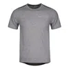 Nike Men's  Stripe Logo Printing Running Quick Dry Round Neck Short Sleeve Gray T-shirt