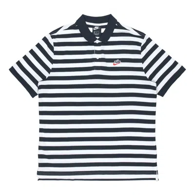 Nike Men's  Stripe Short Sleeve Polo Black Polo Shirt