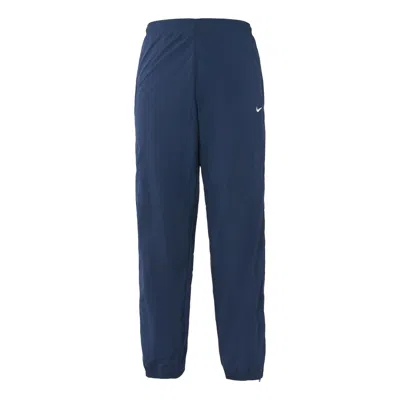 Nike Men's  Swoosh Embroidered Retro Nylon Sports Pants/trousers/joggers Blue