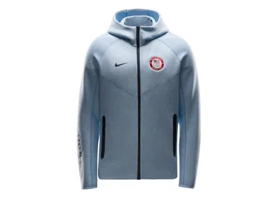 Pre-owned Nike Men's  Team Usa Olympics 2024 Tech Fleece Fullzip Hoodie In Heather Blue