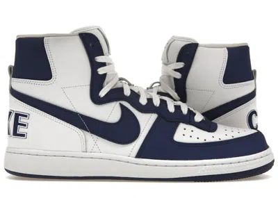 Pre-owned Nike Men's  Terminator High Sp Comme Des Garcons Homme Plus Navy Sneakers In White/midnight Navy Blue