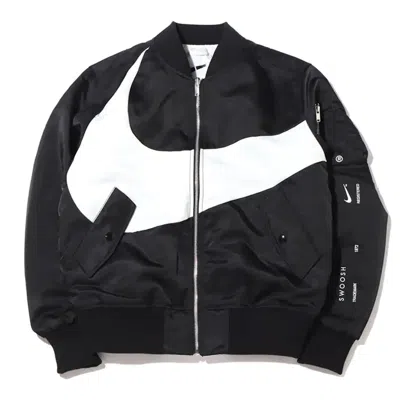 Pre-owned Nike Men's  Thermafit Synthetic Phil Reversible Bomber Jacket (asia Sizing) In Black