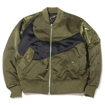 Pre-owned Nike Men's  Thermafit Synthetic Phil Reversible Bomber Jacket (asia Sizing) In Rough Green