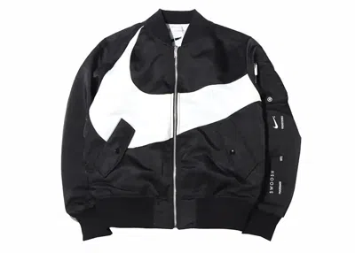 Pre-owned Nike Men's  Thermafit Synthetic Phil Reversible Bomber Jacket In Black
